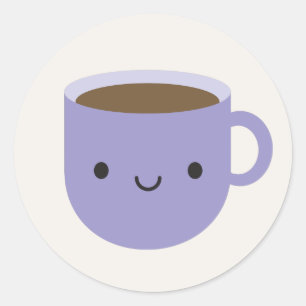 Adesivo Redondo Taça Kawaii de chá ou café