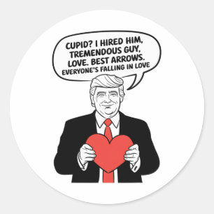 Adesivo Redondo Taça Trump Cupid Eu O Contratei Cara Tremendo Melh
