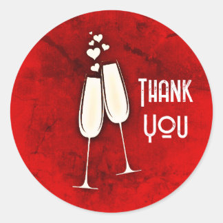 Adesivo Redondo Taças de Champanhe e Corações