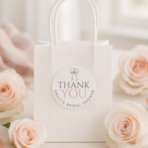 Adesivo Redondo Taças de Vinho Doodle Agradecimento Chá de Noiva