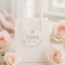 Adesivo Redondo Taças de Vinho Doodle Obrigada Chá de Noiva