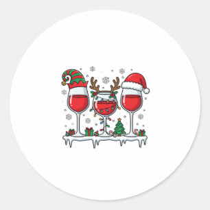 Adesivo Redondo Taças de Vinho Tinto de Natal Vetor de Férias