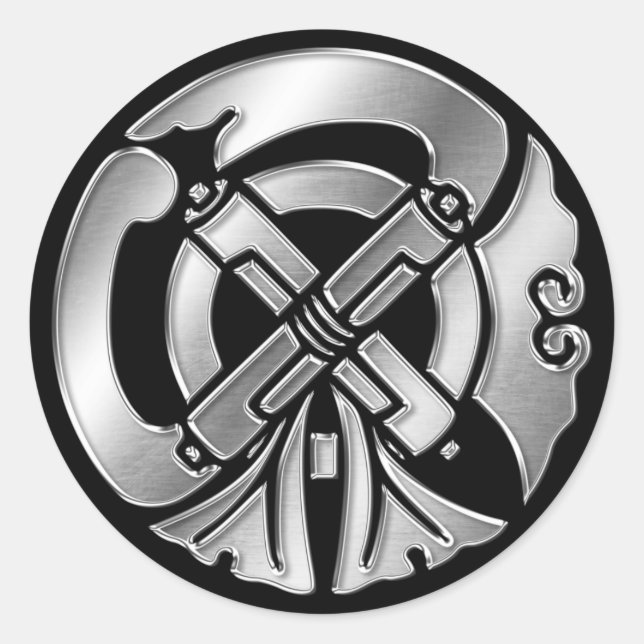 Adesivo Redondo Tachibana Clan Kamon Silver Chrome (Frente)