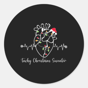 Adesivo Redondo Tachy Christmas Sweater Anatomy Heart Cardiac Nurs