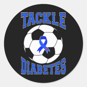 Adesivo Redondo Tackear Awarenes da Diabetes Azul do Futebol