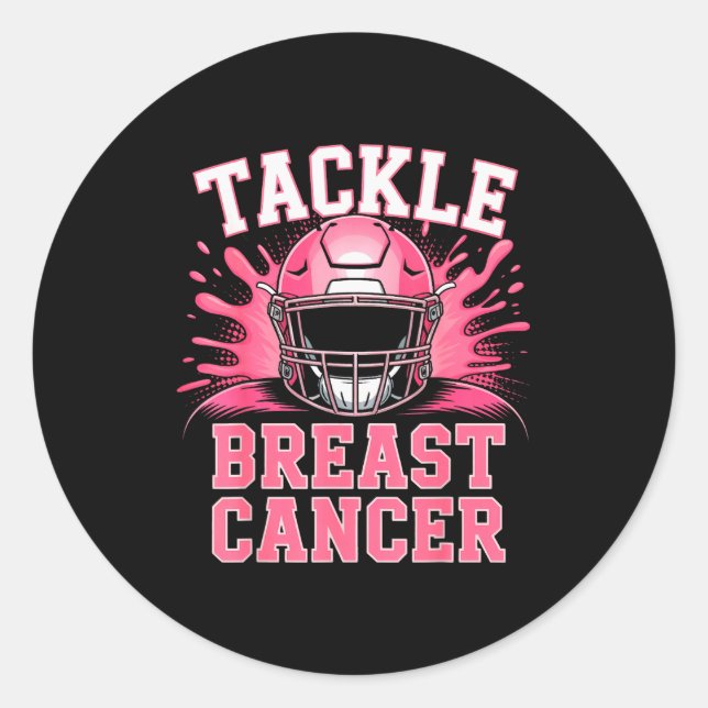 Adesivo Redondo Tackle Football Breast Cancer Awareness Nk Ribbon  (Frente)