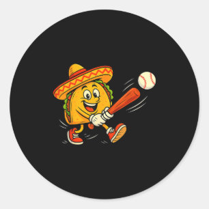Adesivo Redondo Taco beisebol engraçado mexicano fiesta sombrero c