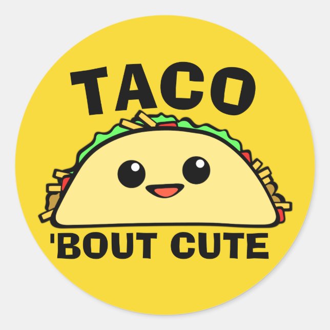 Adesivo Redondo Taco Bout Cute (Frente)