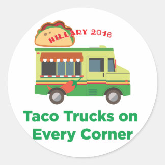 Adesivo Redondo Taco Caminhões em Cada Esquina: Hillary 2016 Stick