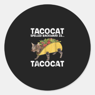Adesivo Redondo Taco & Cat - Tacocat Ortografado Para Trás É Tacoc