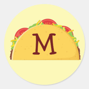 Adesivo Redondo Taco Cute Kids Name Envelope Seal Stickers