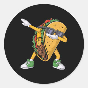 Adesivo Redondo Taco Dabbing Cinco De Mayo Engraçado Rapazes Homen