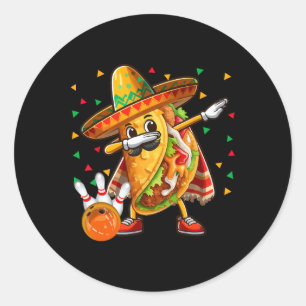 Adesivo Redondo Taco Dabbing Jogando Boliche Jogador do Cinco De M
