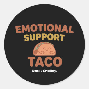 Adesivo Redondo Taco de Apoio Emocional Divertido Retro Kawaii Con