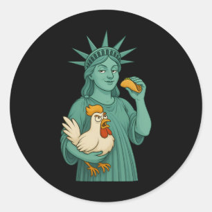 Adesivo Redondo Taco de Frango da Estátua da Liberdade Trump Sempr