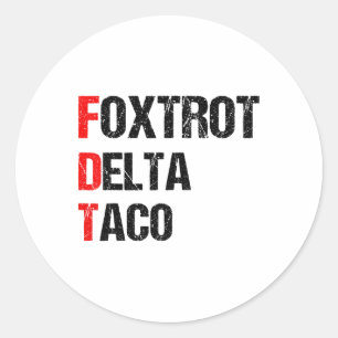 Adesivo Redondo Taco Delta Foxtrot Engraçado, 4 De Julho _1