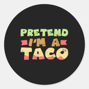 Adesivo Redondo Taco Halloween Design de Figurino Fingindo que sou