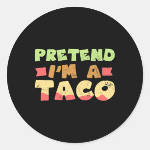 Adesivo Redondo Taco Halloween Design de Figurino Fingindo que sou