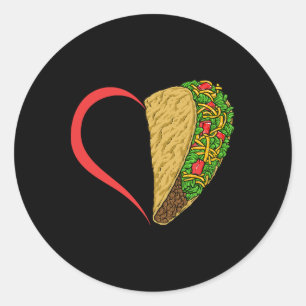 Adesivo Redondo Taco Heart Taco Terça-feira Cinco de Mayo Taco Ama