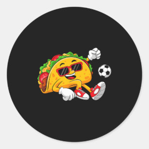 Adesivo Redondo Taco jogando futebol mexicano cinco de maio chapéu