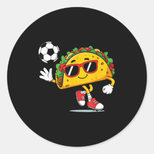 Adesivo Redondo Taco jogando futebol mexicano cinco de maio chapéu