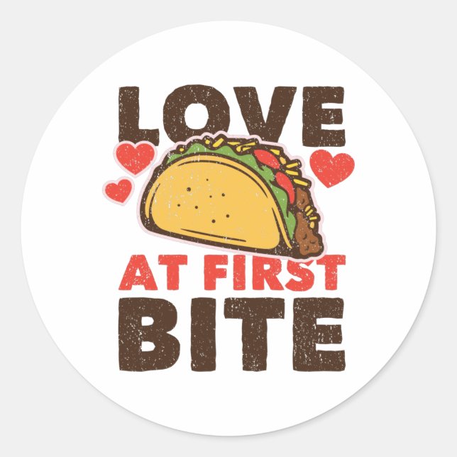 Adesivo Redondo Taco Love no First Bite (Frente)
