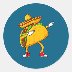Adesivo Redondo Taco mexicano com dabbing engraçado cinco de maio