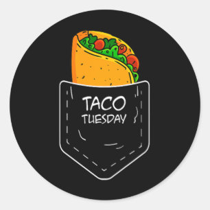 Adesivo Redondo Taco Na Minha Bolsa Terça-Feira Engraçada Fiesta