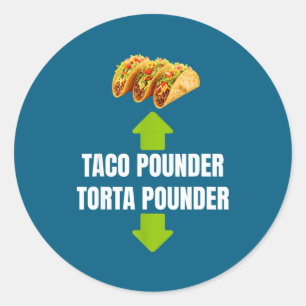 Adesivo Redondo Taco Sob Torta Sob Amante da Torta Divertido Latin
