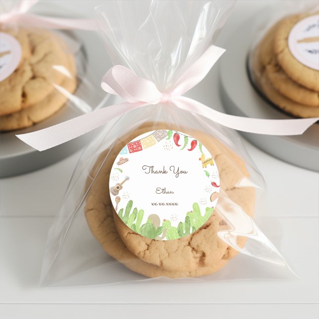 Adesivo Redondo Taco sobre a divertida festa do aniversário mexica (Criador carregado)