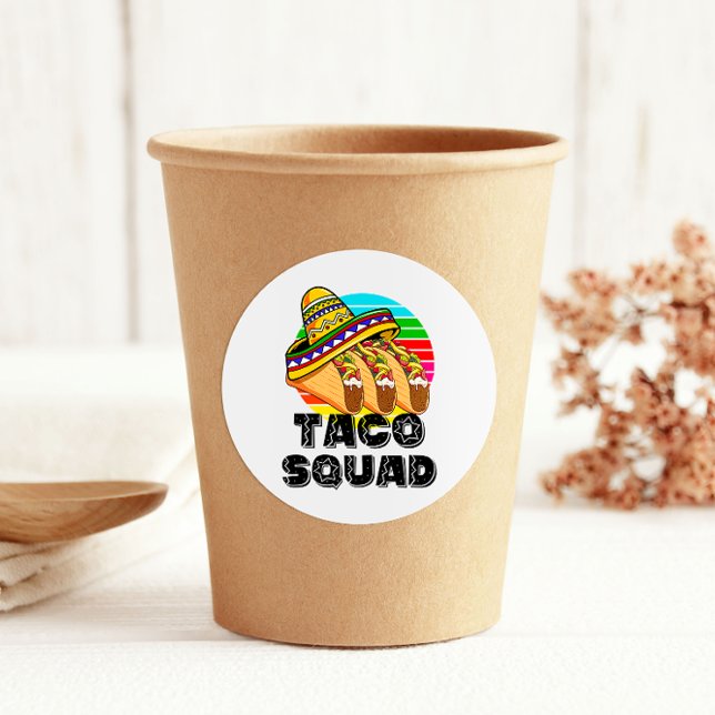Adesivo Redondo Taco Squad, Cinco de Mayo (Taco Squad Sticker)
