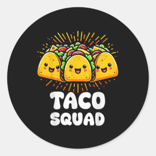 Adesivo Redondo Taco Squad Funny Fiesta Group Comida mexicana