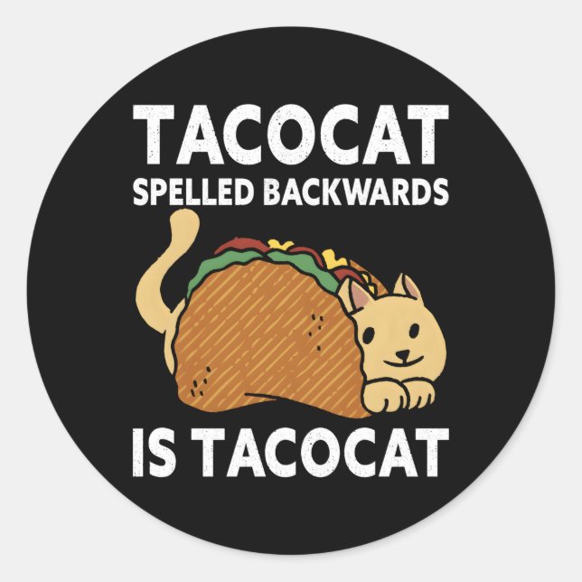 Adesivo Redondo Taco Tacocat Para Trás É Tacocat Comida Mexicana (Frente)
