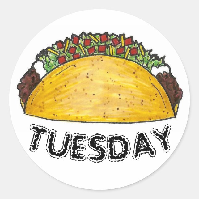 Adesivo Redondo Taco Tacos Foodie Tex Comida Mex Mexicana (Frente)