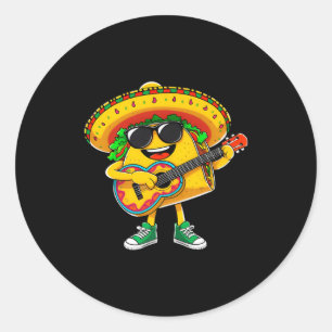 Adesivo Redondo Taco toca violão cinco de mayo engraçado mexicano