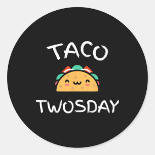 Adesivo Redondo Taco Twosday Festa de aniversário Dos Toddler Cinc