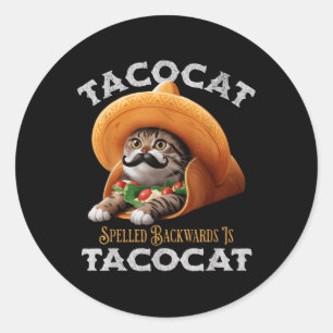Adesivo Redondo Tacocat Ortografado Para Trás É Tacocat Comida Mex