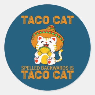 Adesivo Redondo TacoCat para Crianças Taco Cat Cinco de Maio TacoC