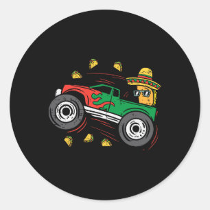 Adesivo Redondo Tacos Andando Monstro Mexicano Cinco de Mayo K