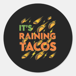 Adesivo Redondo Tacos Chovendo Engraçado Comida mexicana Humor Str