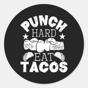 Adesivo Redondo Tacos de comida de Duro - Kickboxer in a box