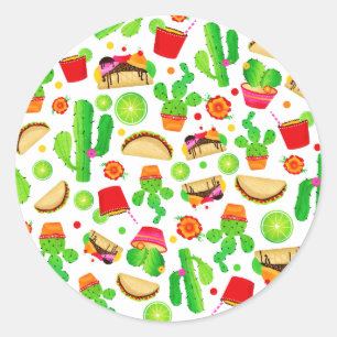 Adesivo Redondo Tacos de Fiesta Terça-feira de Tacos Colorido Cinc
