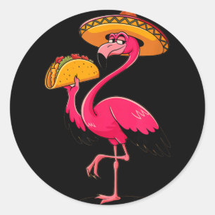 Adesivo Redondo tacos de flamingo mexicano fofos fiesta cinco de m