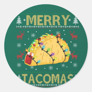 Adesivo Redondo Tacos de Natal Feios Tacos Engraçados Tacos de pre