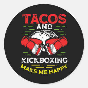 Adesivo Redondo Tacos E Kickboxing Me Fazem Feliz Mma Kickboxing