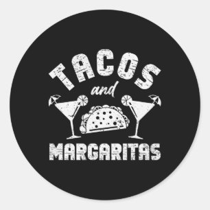Adesivo Redondo Tacos E Margaritas Homens E Mulheres Adultos Cinco