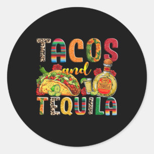 Adesivo Redondo Tacos E Tequila Bebendo Engraçado Taco Comida Mexi