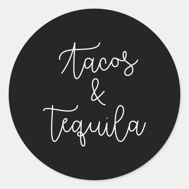 Adesivo Redondo Tacos E Tequila Bebendo Mexicana (Frente)