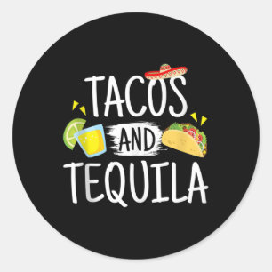 Adesivo Redondo Tacos Engraçados E Tequila Mexicana Sombrero Tank 