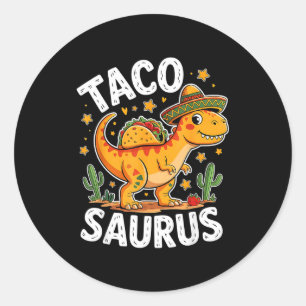 Adesivo Redondo Tacosaurus dinossauro cinco de maio para taco e